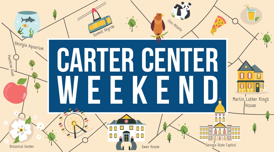 Pattern with text that reads Carter Center Weekend in all caps