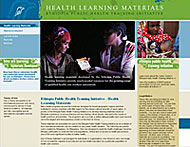 Screenshot of the Ethiopia Public Health Training Initiative's health education materials webpage.