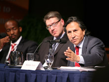 Photo of Former Peruvian President Alejandro Toledo at the International Conference on the Right to Public Information. 