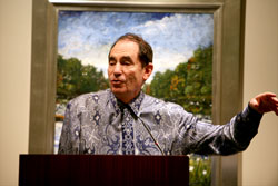 Justice Albie Sachs of the South African Constitutional Court gives a keynote speech at the Federal Reserve Bank dinner, in conjuction with the International Conference on the Right to Public Information.