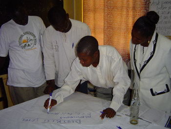 Health and sanitation workers in trachoma training