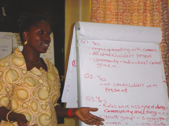 An instructor at a regional training in northern Ghana.