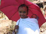 Ethiopian woman with umbrella