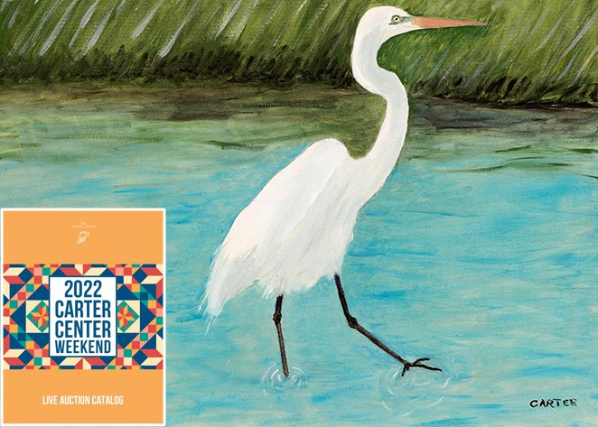 Painting of an egret by President Carter.