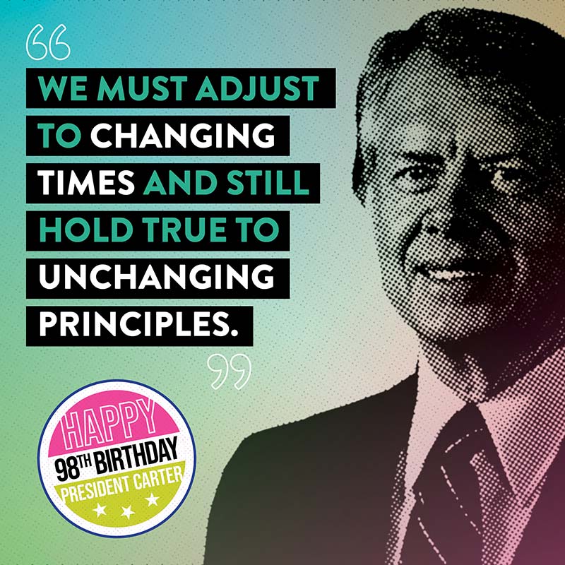 Graphic teaser image promoting President Carter's 98th birthday.