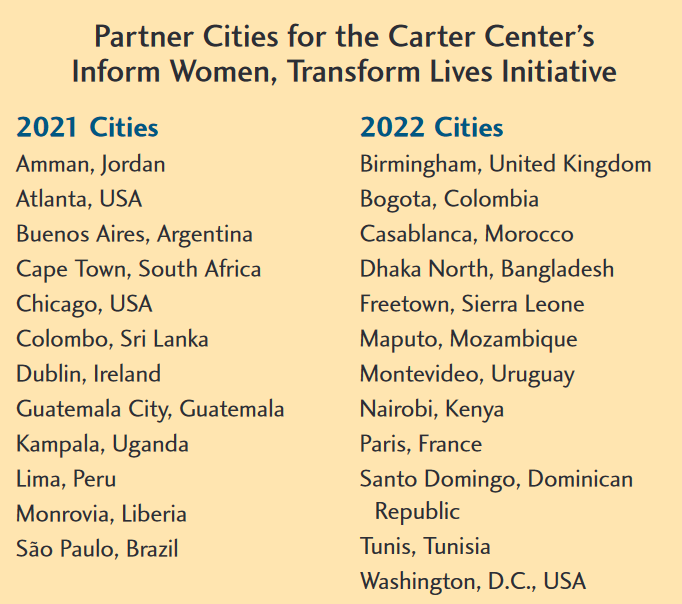 Infographic listing partner cities and the year they joined he campaign