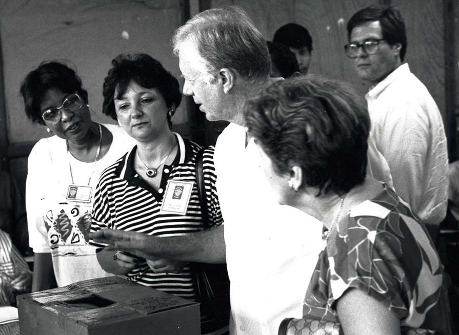 Jimmy Carter at a polling place in Panama.