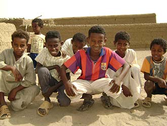 Group of six Sudanese boys.