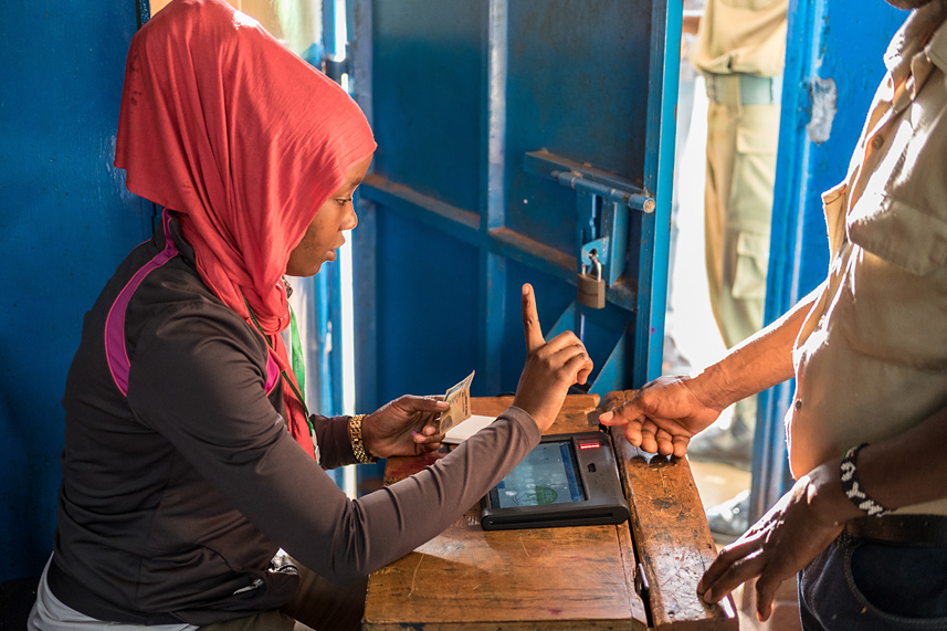 Kenya uses a biometric voter registration system, which means voters are fingerprinted as part of the identification process.