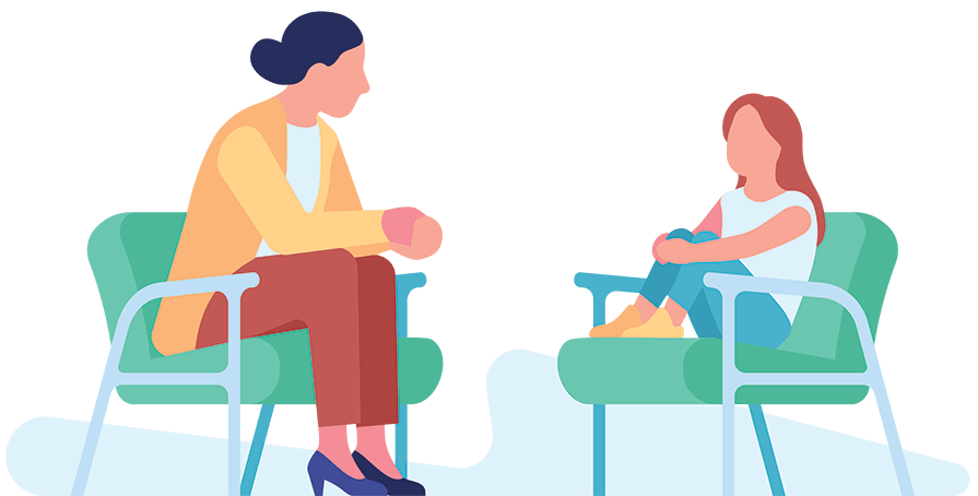 Illustration of a women counseling a young girl.