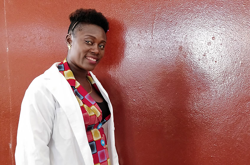 Leah D.T. Sorboh sees about 10 students a day in her role as the mental health clinician at W.V.S. Tubman High School in Monrovia. She was a member of the first class of child and adolescent mental health clinicians trained by The Carter Center.