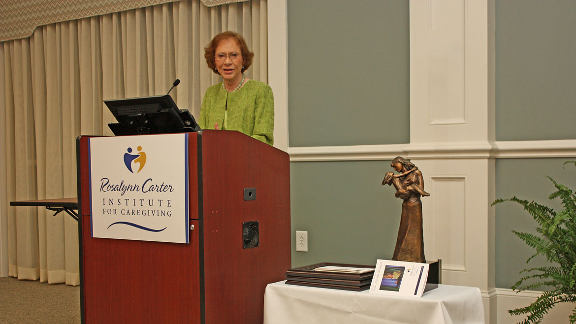 The plight of the unsung heroines and heroes who are family and professional caregivers has been another important cause for Rosalynn Carter. To provide support and resources to caregivers, the Institute for Caregivers at Georgia Southwestern State University in Americus, Georgia, was established. (Photo: Rosalynn Carter Institute for Caregivers)