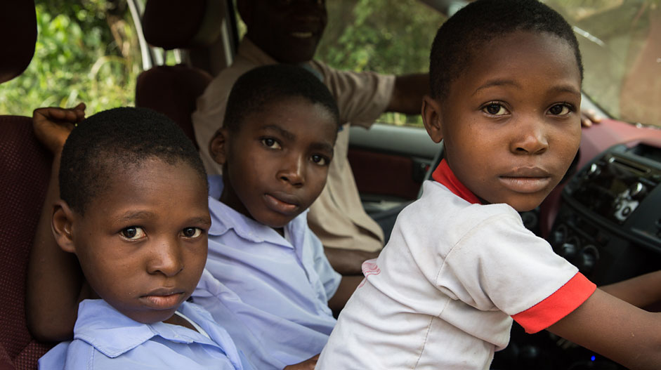 Gideon and his brother Odenaka, 12, and sister Blessing, 7, moved into the area too late for school-based mass drug administration.