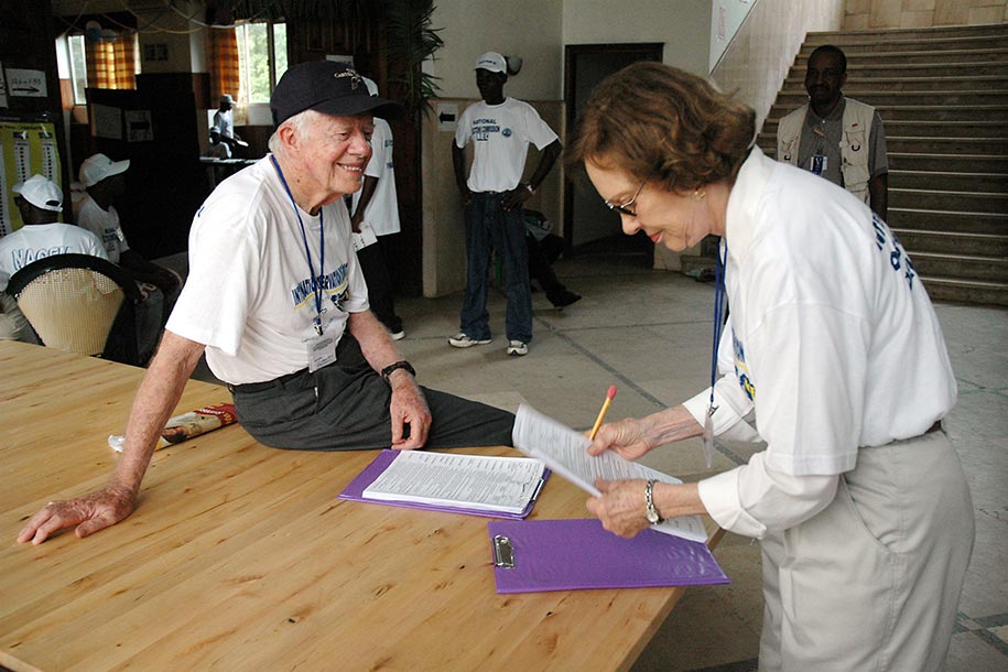 President and Mrs. Carter during an election in Monrovia, Liberia
