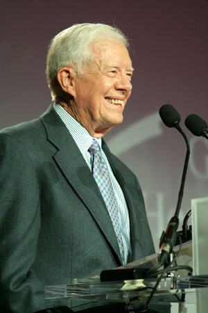 Photo of President Carter speaking at an event celebrating the 2006 Gates Award for Global Health from the Bill & Melinda Gates Foundation.