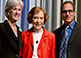 Photo of Kathleen Sebelius (left), Rosalynn Carter (center), and David Wellstone (right) at annual Rosalynn Carter Symposium on Mental Health Policy in 2013.