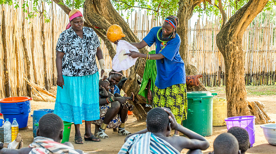 No medicine cures Guinea worm disease; no vaccine prevents it. Eradication hinges on giving people the knowledge, skills, and resources to change their behavior. (Photo: The Carter Center/ L. Gubb)