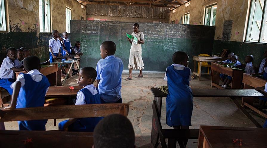 Students in a school in Nigeria.