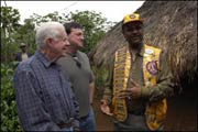 Former President and Lion Jimmy Carter, Carter Center Chairman John Moores, and Lion Dr. Tebebe Y. Berhan at a trachoma site in the Amhara Region.