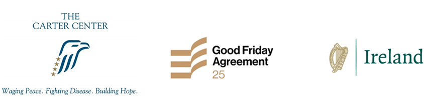 Carter Center logo, Good Friday Agreement logo, and Ireland logo