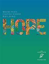 Thumbnail screenshot of annual report cover art - an illustrated version of the word Hope on a blue/green background