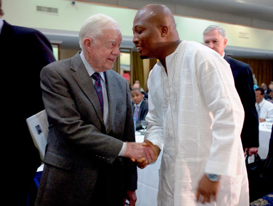 President Carter greets Samuel O. Ablakwa.
